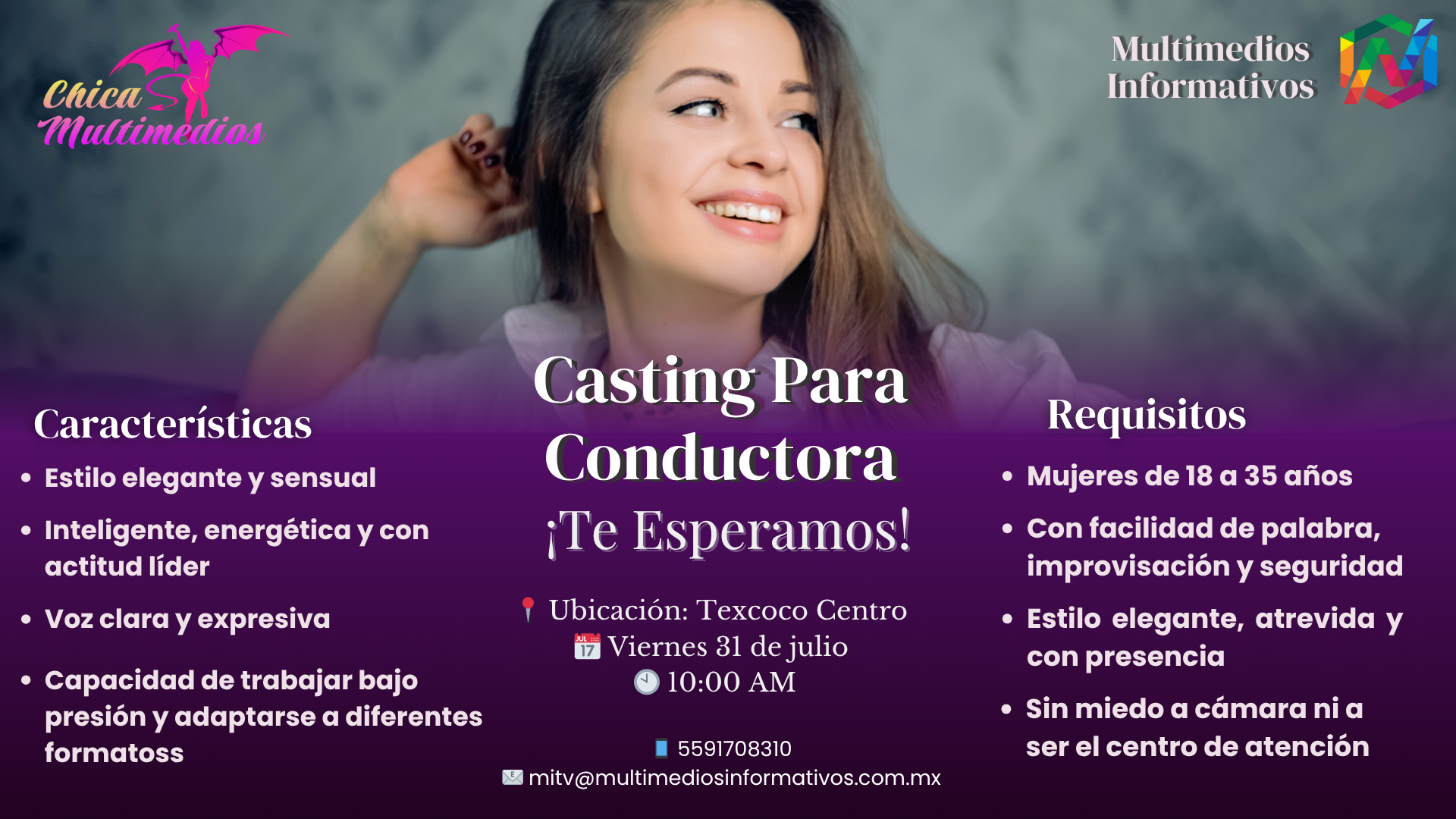 Casting para Conductora en Chica Multimedios